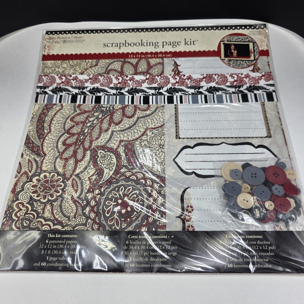 Foof-a-La Autumn Leaves Red Black Cream Scrapbooking Page Kit 2007 12"x12" NEW